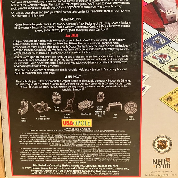 Vintage 1999 NHL Collector’s Edition Monopoly Game - Picture 8 of 8